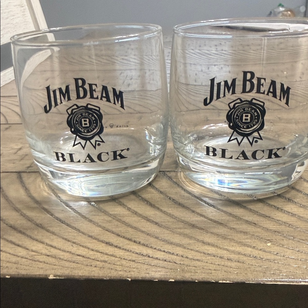 Black Branded Whiskey Glasses - Clear